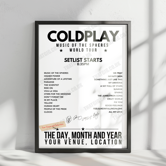 Coldplay’s 2025 ‘Music of the Spheres’ Tour: Setlists, Concert Dates & Exclusive Posters