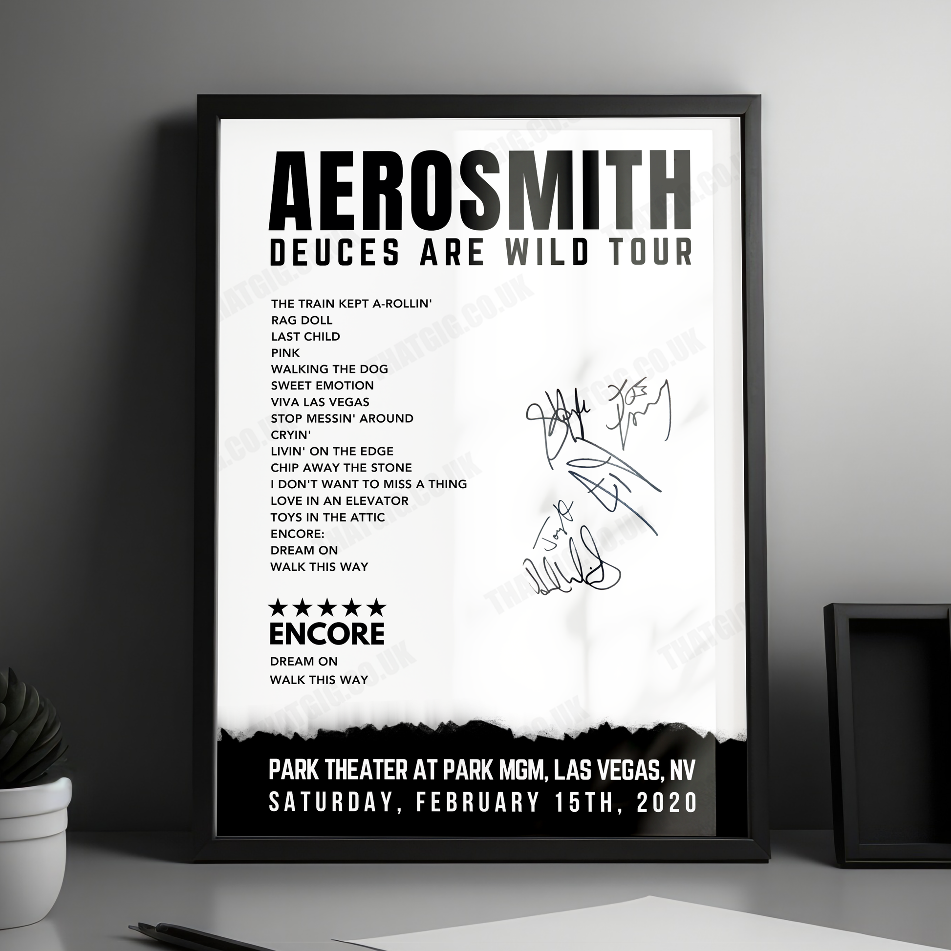 Aerosmith Setlist Poster - Park Theater at Park MGM - February 15th, 2020