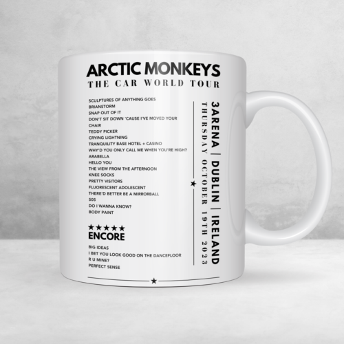 Arctic Monkeys Setlist Mug - at 3Arena, Dublin, Ireland on October 19th, 2023