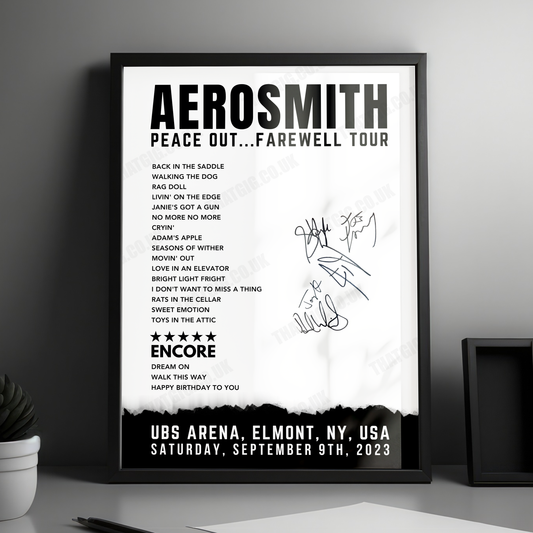 Aerosmith Setlist Poster - UBS Arena - September 9th, 2023