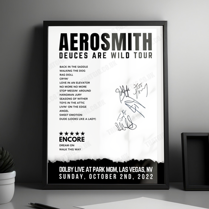 Aerosmith Setlist Poster - Dolby Live at Park MGM, Las Vegas - October 2nd, 2022