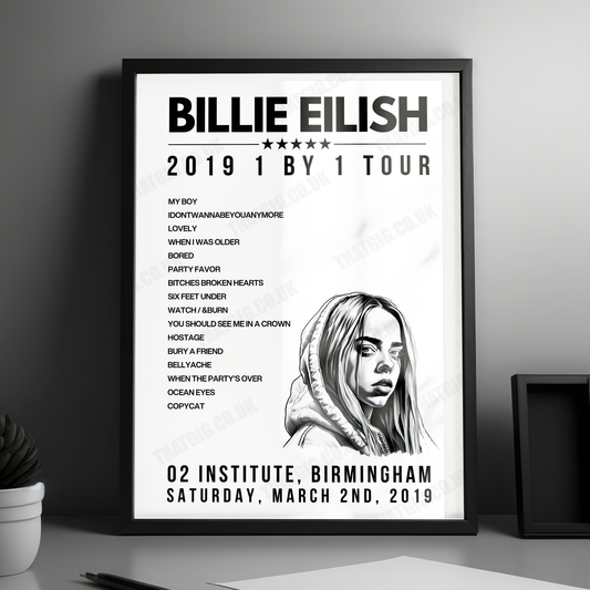 Billie Eilish Setlist Poster - O2 Institute Birmingham - March 2nd, 2019