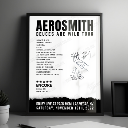 Aerosmith Setlist Poster - Dolby Live at Park MGM, Las Vegas - November 19th, 2022