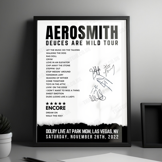 Aerosmith Setlist Poster - Dolby Live at Park MGM, Las Vegas - November 26th, 2022