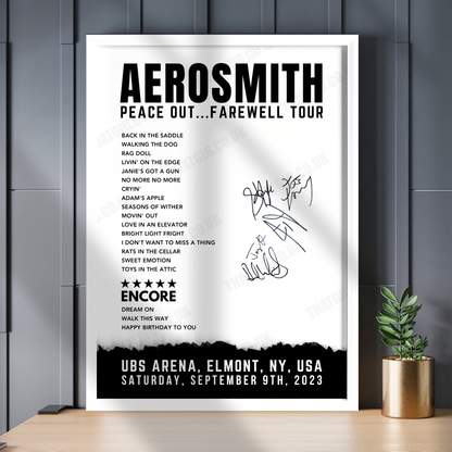 Aerosmith Setlist Poster - UBS Arena - September 9th, 2023