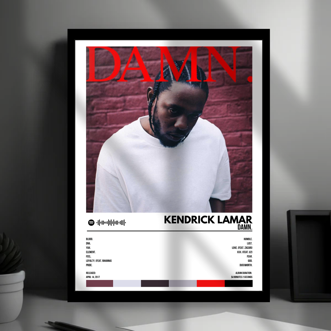 Kendrick Lamar - "DAMN." Album Cover Poster