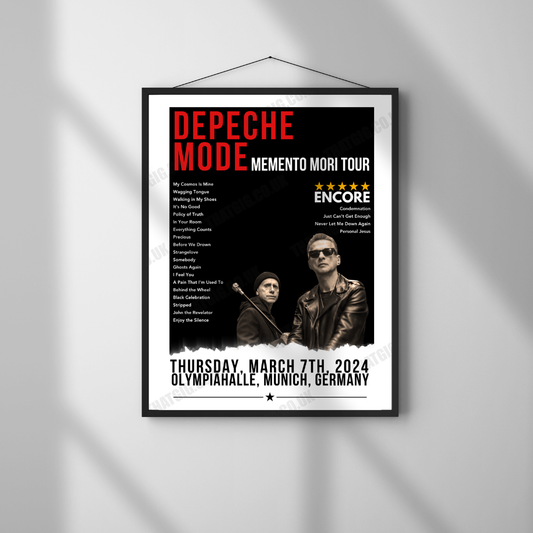 Depeche Mode Setlist Poster - Olympiahalle, Munich - March 7th, 2024