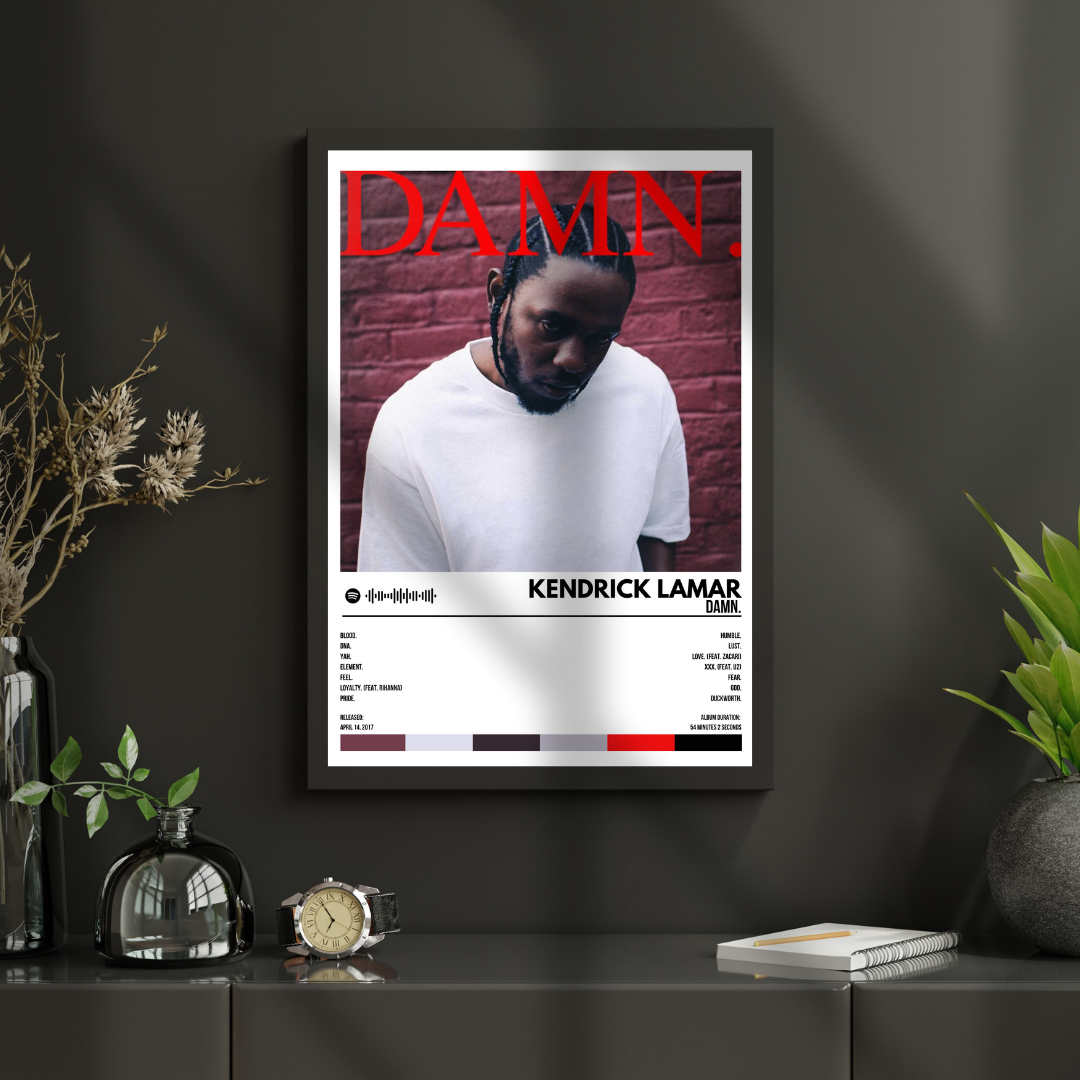 Kendrick Lamar - "DAMN." Album Cover Poster