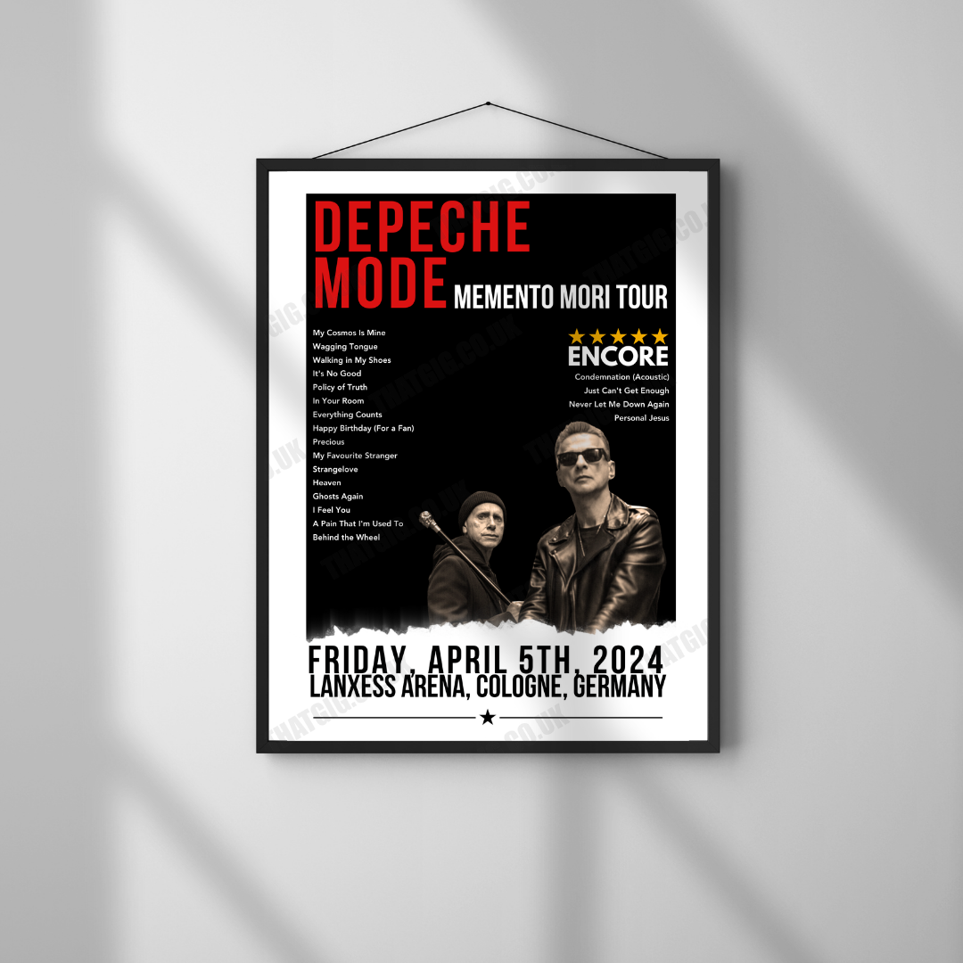 Depeche Mode Setlist Poster - Lanxess Arena, Cologne - April 5th, 2024