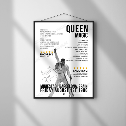 Queen Setlist Poster - Miniestadi, Barcelona - August 1st, 1986