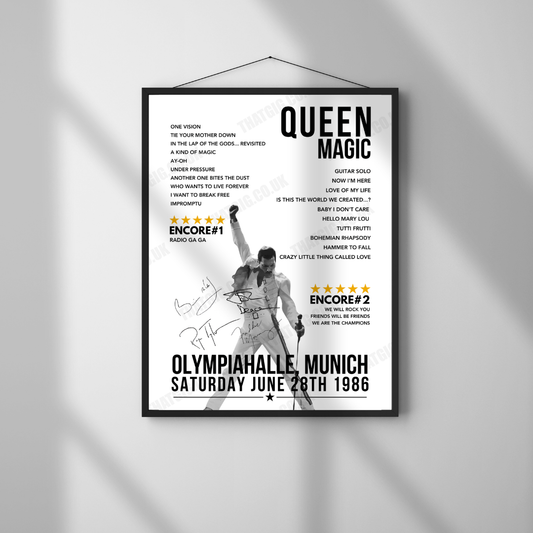 Queen Setlist Poster - Olympiahalle, Munich - June 28th, 1986