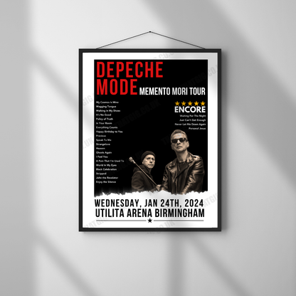 Depeche Mode Setlist Poster - Utilita Arena Birmingham, England - January 24th, 2024