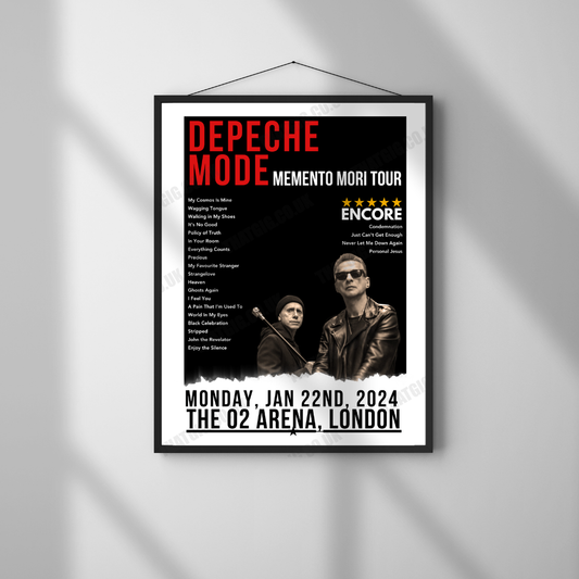 Depeche Mode Setlist Poster - The O2 Arena, London - January 22nd, 2024