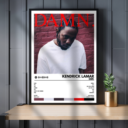 Kendrick Lamar - "DAMN." Album Cover Poster