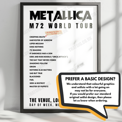 Metallica Setlist Poster - Estadio GNP Seguros, Mexico City, Mexico - September 27th, 2024