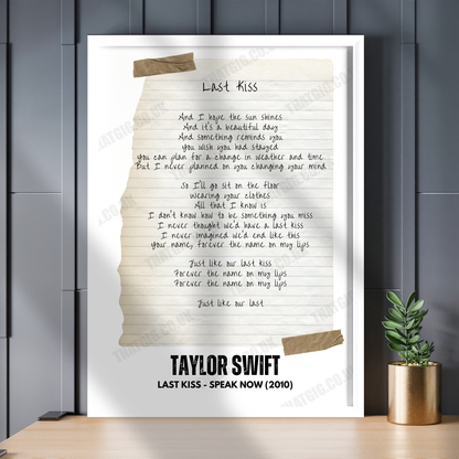 Taylor Swift "Last Kiss" Lyric Poster