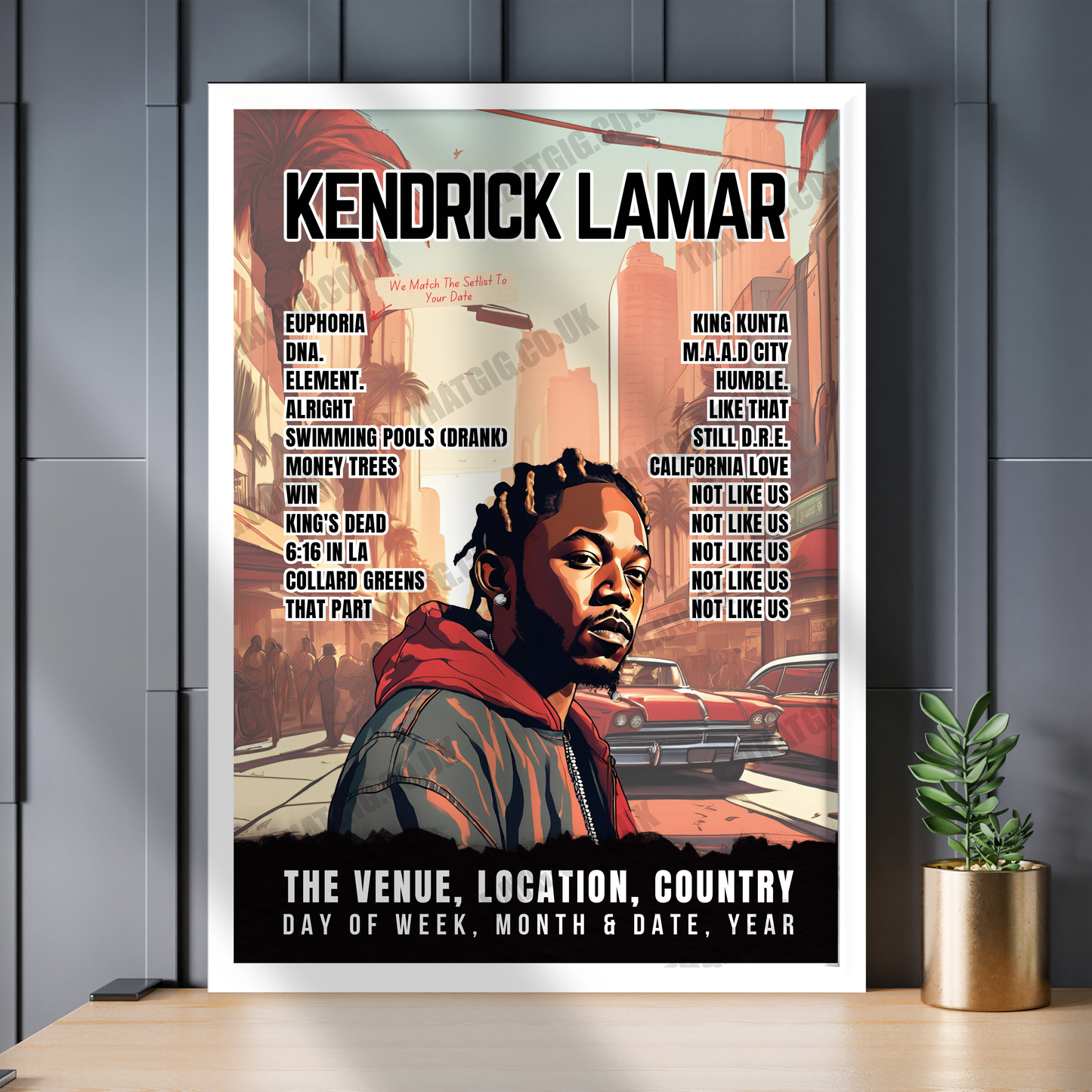 Kendrick Lamar Setlist Poster - BK Arena Kigali - December 6th, 2023