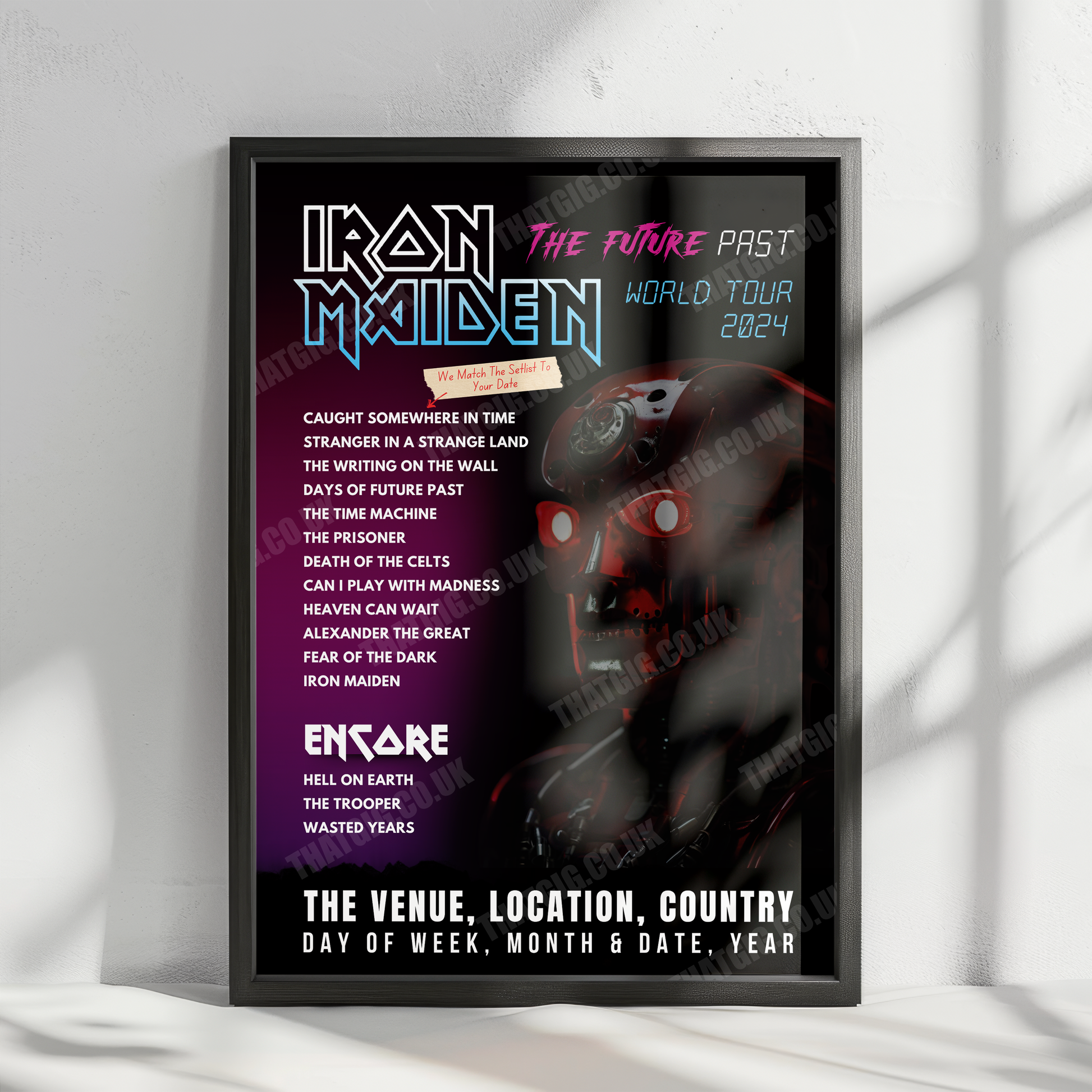 Iron Maiden Setlist Poster - RAC Arena, Perth, Australia - September 1st, 2024