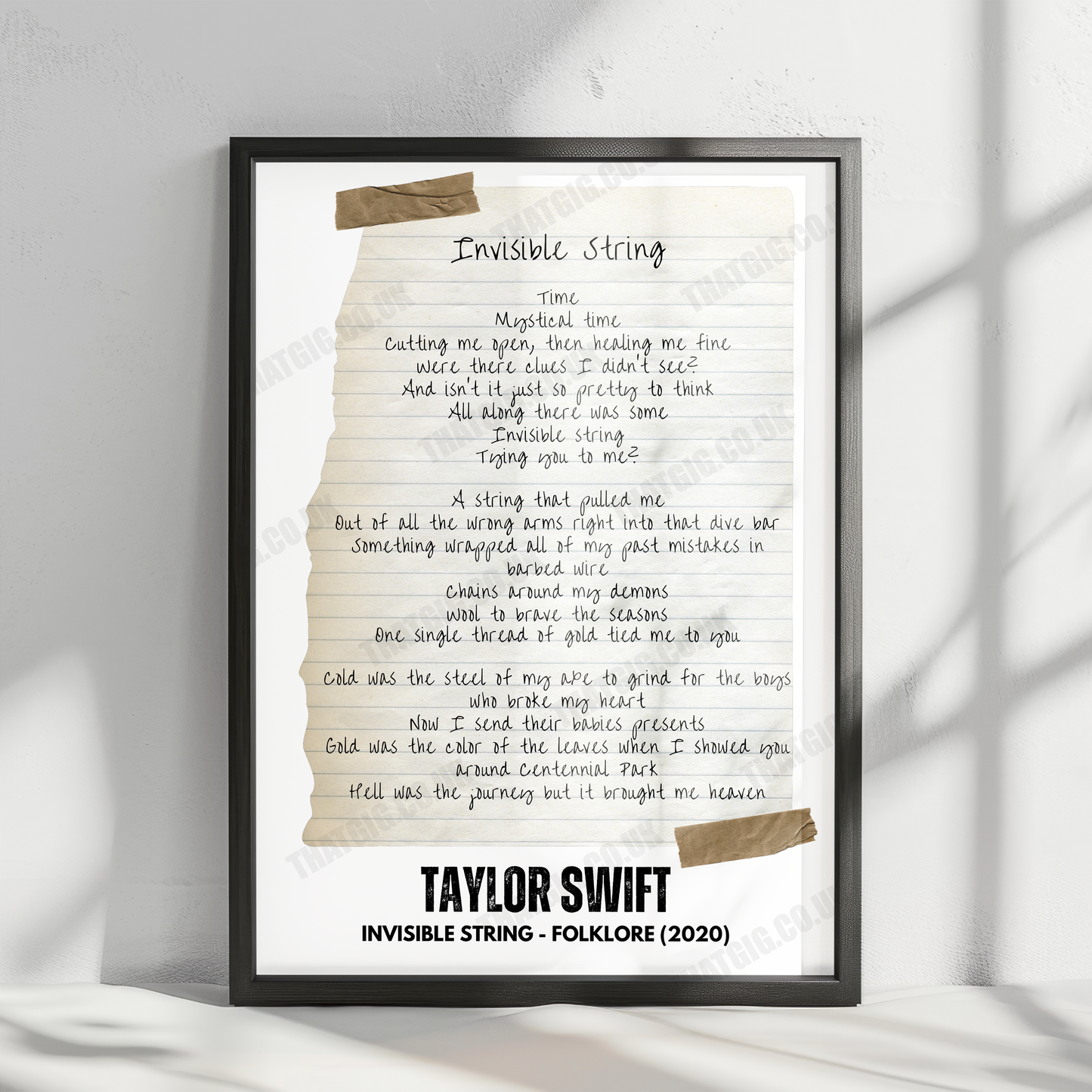 Taylor Swift "Invisible String" Lyric Poster