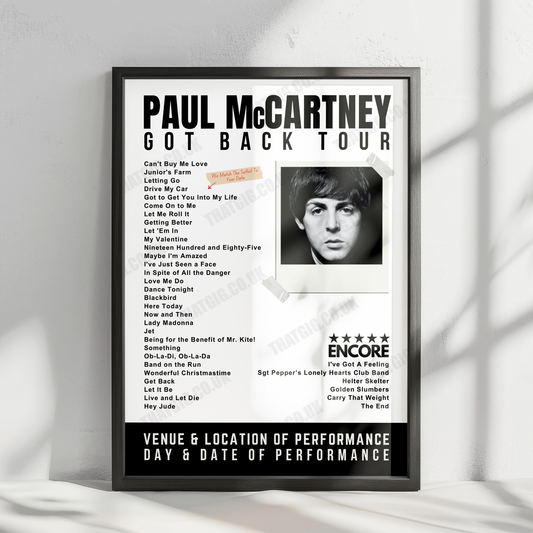 Paul McCartney Setlist Poster - The O2 Arena, London, England - December 18th, 2024