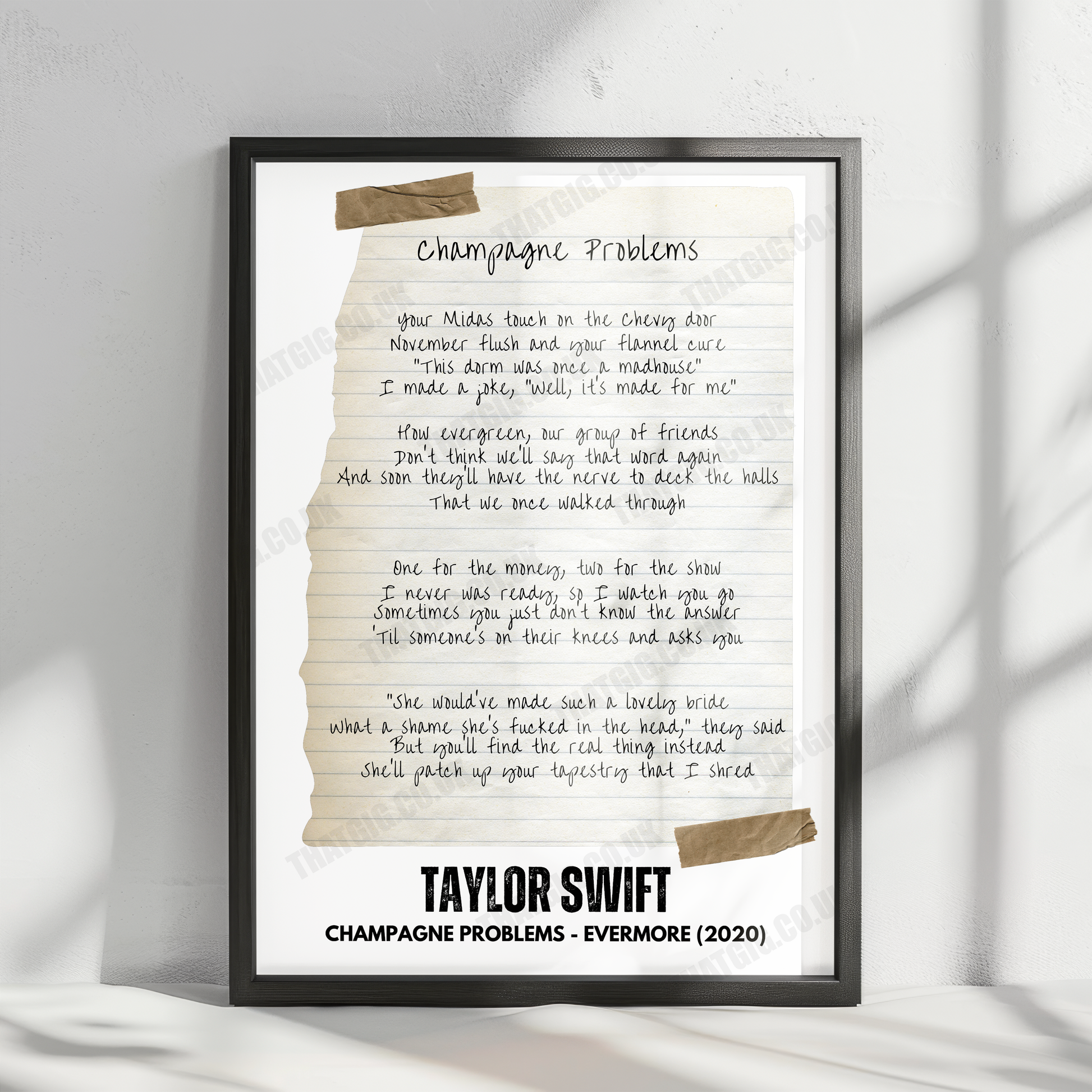 Taylor Swift "Champagne Problems" Lyric Poster