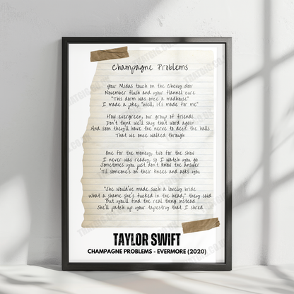 Taylor Swift "Champagne Problems" Lyric Poster