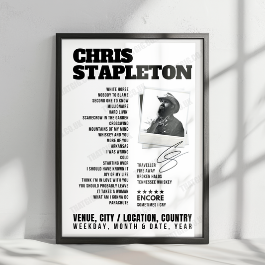 Chris Stapleton Concert Poster – Bank of New Hampshire Pavilion, Gilford, NH, USA – August 3rd, 2024