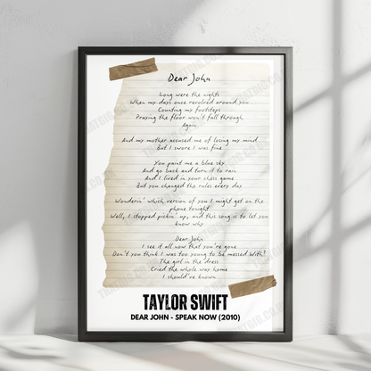 Taylor Swift "Dear John" Lyric Poster