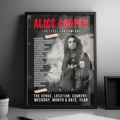 Alice Cooper Setlist Poster - Olympiahalle, Munich, Germany - October 8th, 2024