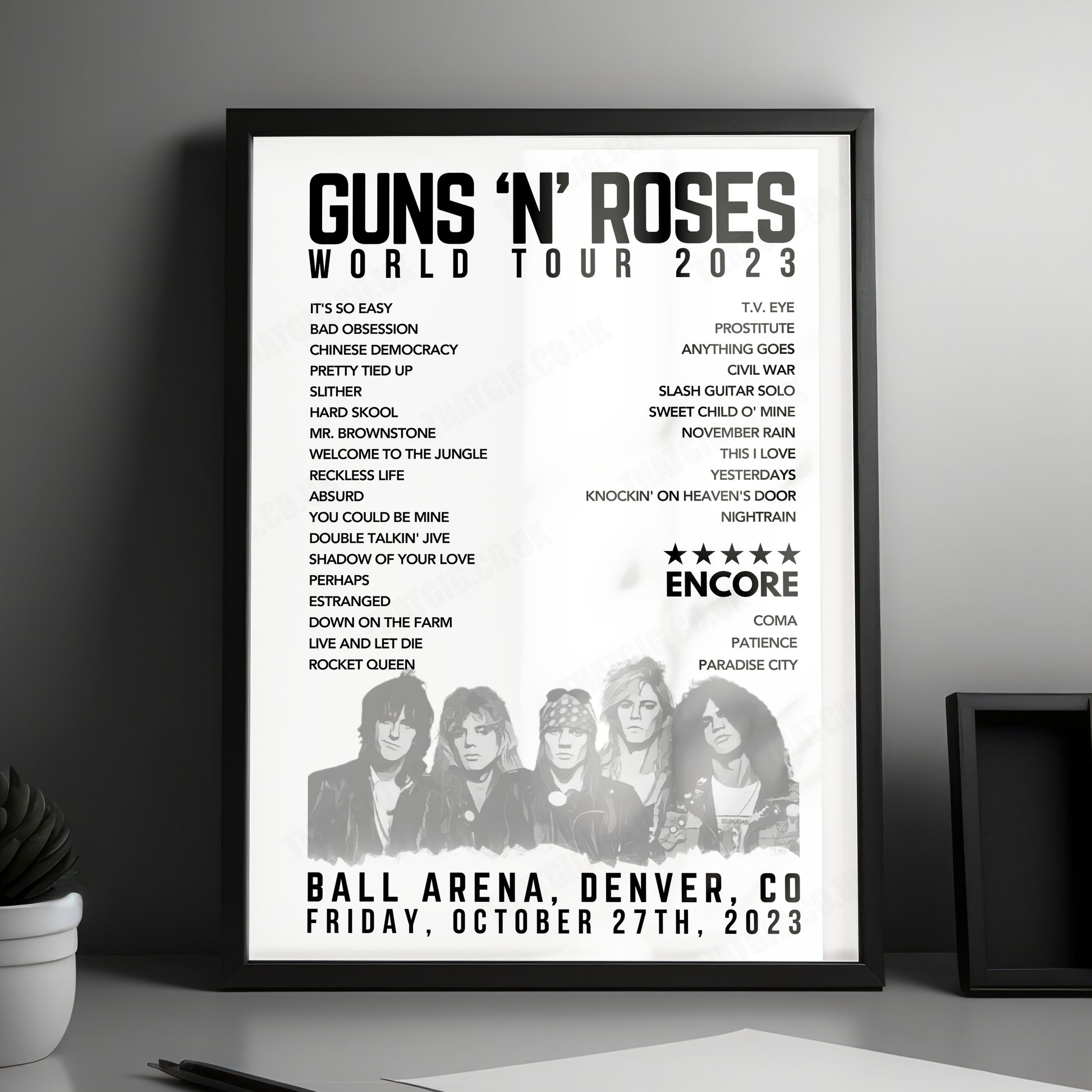 Guns N’ Roses Setlist Poster - Ball Arena, Denver - October 27th, 2023