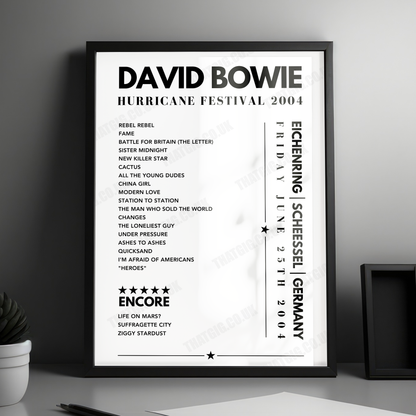 David Bowie Setlist Poster - Eichenring, Germany on June 25th 2004