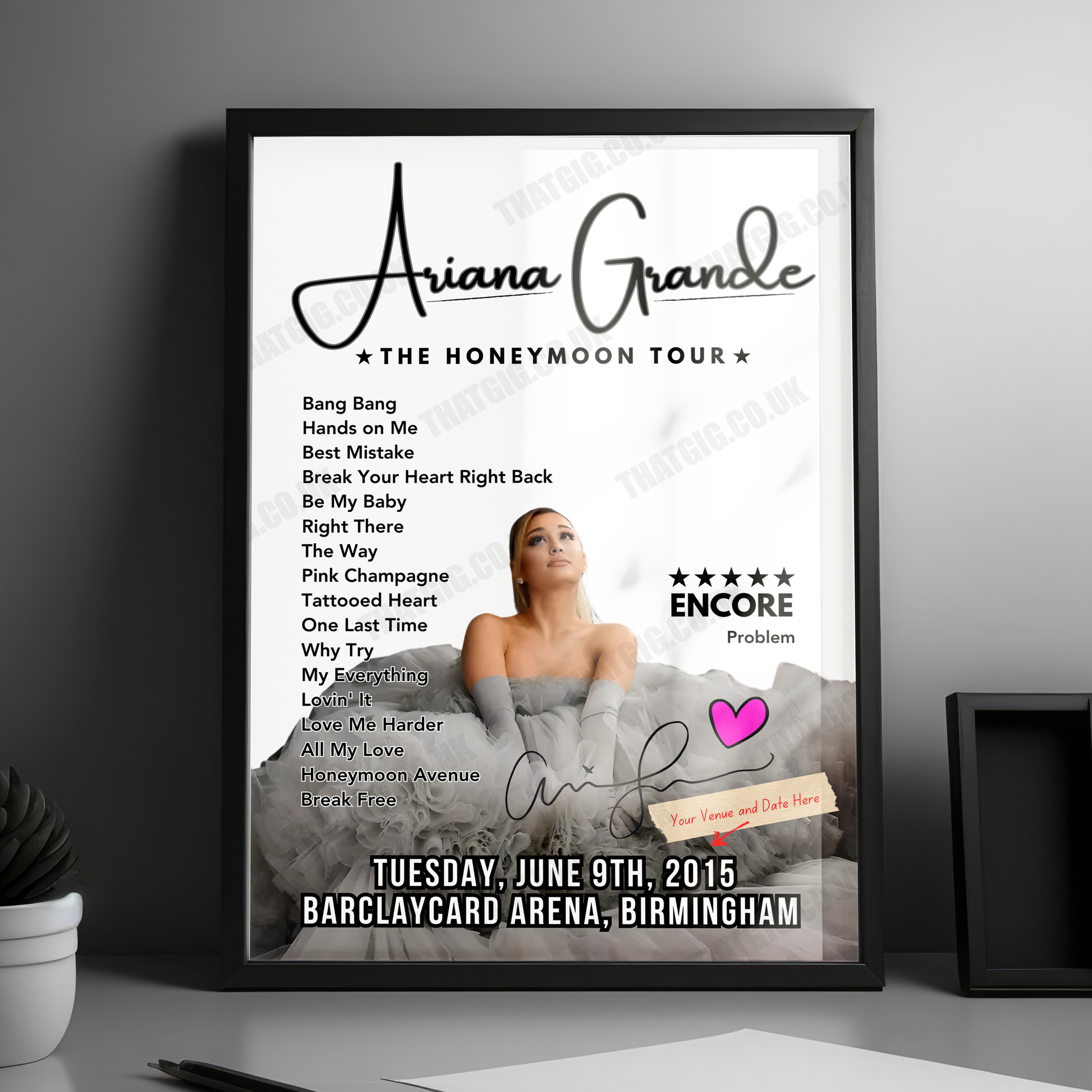 Ariana Grande Setlist Poster - The SSE Hydro, Glasgow - June 8th, 2015