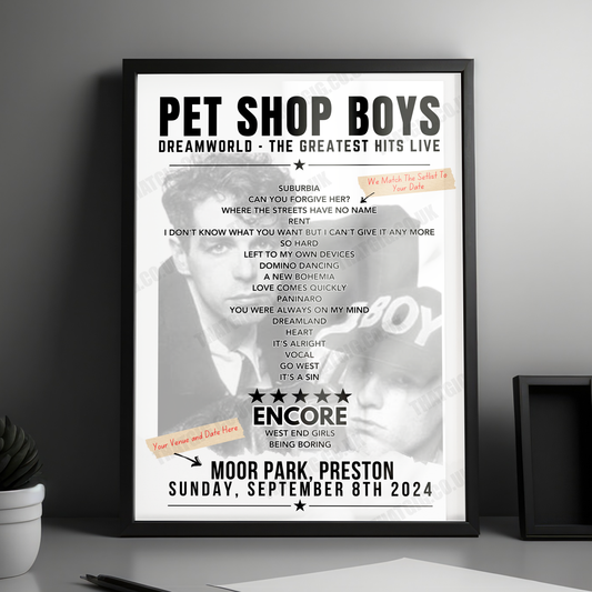 Pet Shop Boys Setlist Poster - Brighton Centre, Brighton - June 26th, 2023