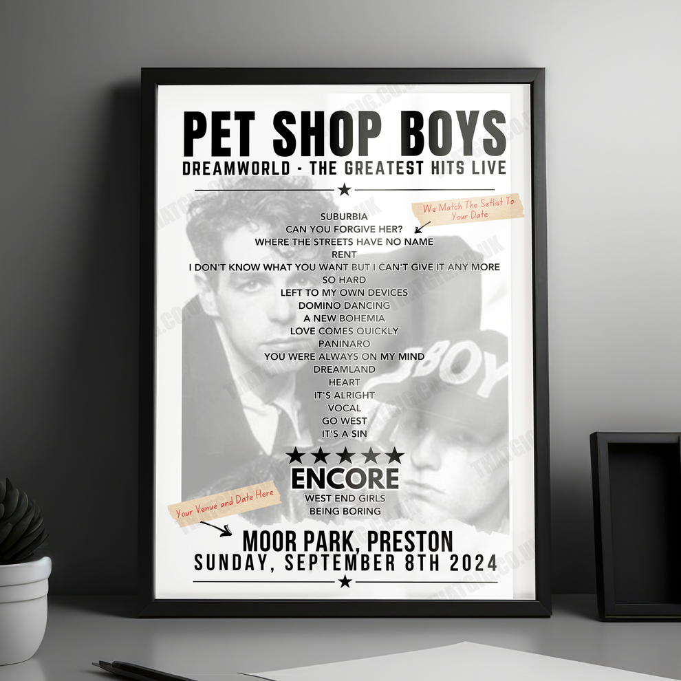 Pet Shop Boys Setlist Poster The SSE Arena Belfast June 11th, 2024