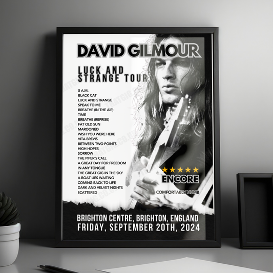 David Gilmour Setlist Poster - Brighton Centre, England - September 20th, 2024