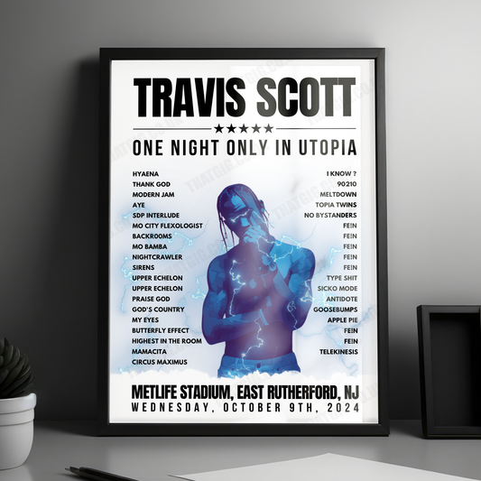 Travis Scott Setlist Poster - MetLife Stadium, East Rutherford, NJ, USA - October 9th, 2024