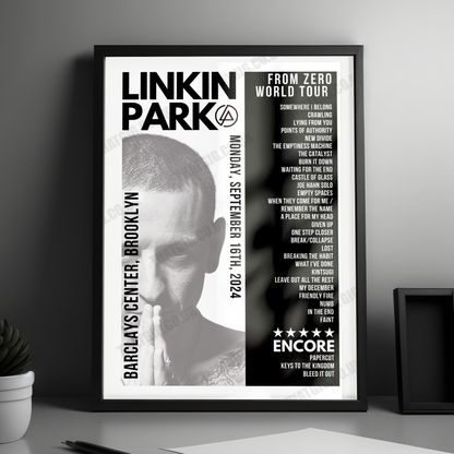 Linkin Park Setlist Poster - Barclays Center, Brooklyn, NY, USA - September 16th, 2024