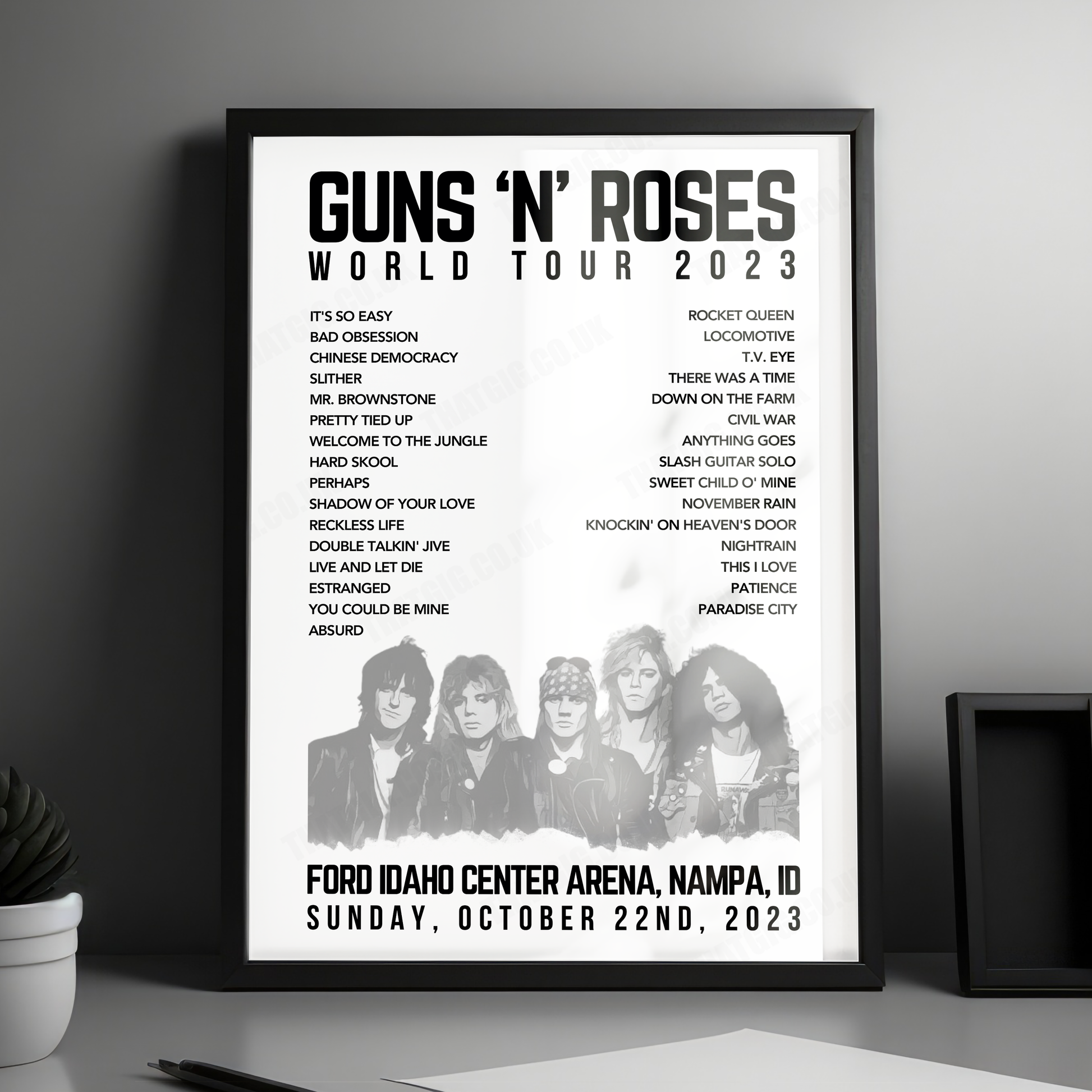 Guns N’ Roses Setlist Poster - Ford Idaho Center Arena, Nampa - October 22nd, 2023