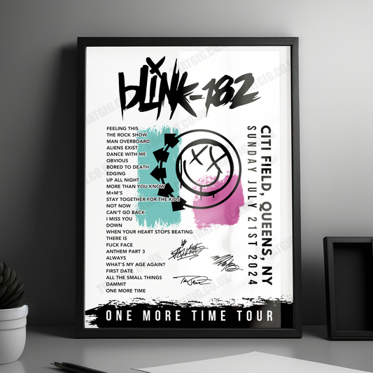 Blink-182 Setlist Poster - Citi Field, Queens, NY, USA - July 21st 2024