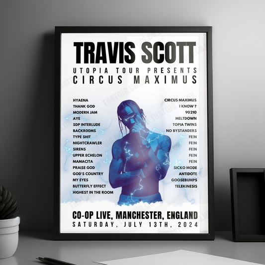 Travis Scott Setlist Poster - Co-op Live, Manchester - July 13th, 2024