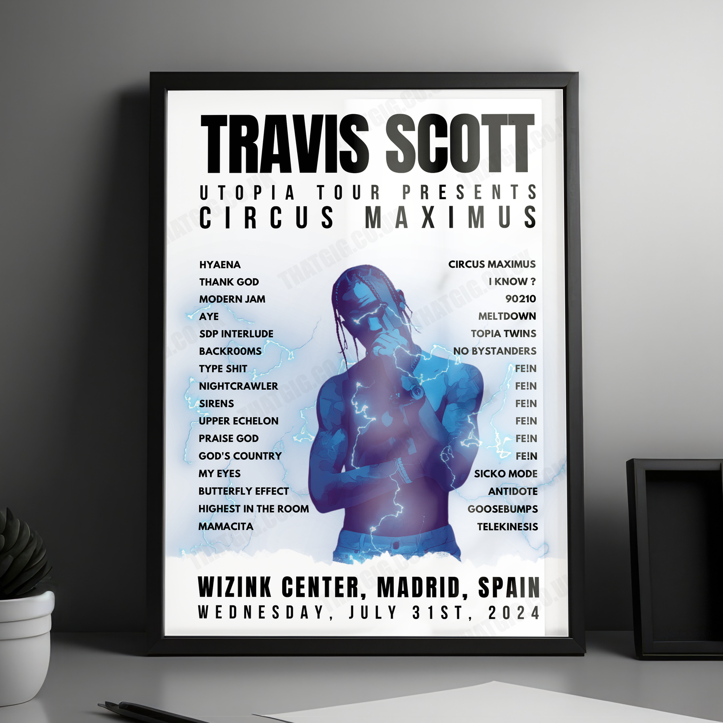 Travis Scott Setlist Poster - Wizink Center, Madrid, Spain - July 31st, 2024