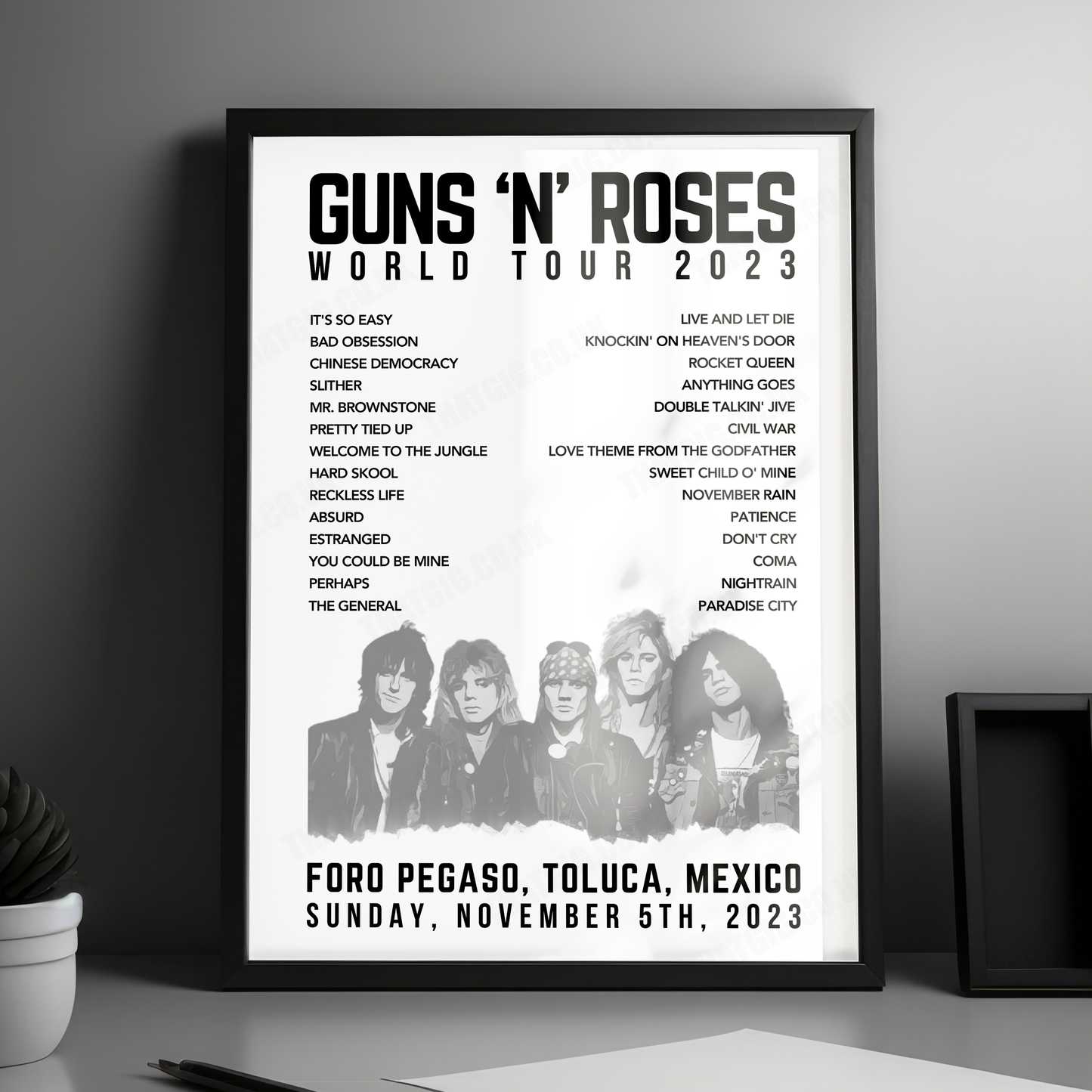 Guns N’ Roses Setlist Poster - Foro Pegaso, Toluca, Mexico - November 5th, 2023