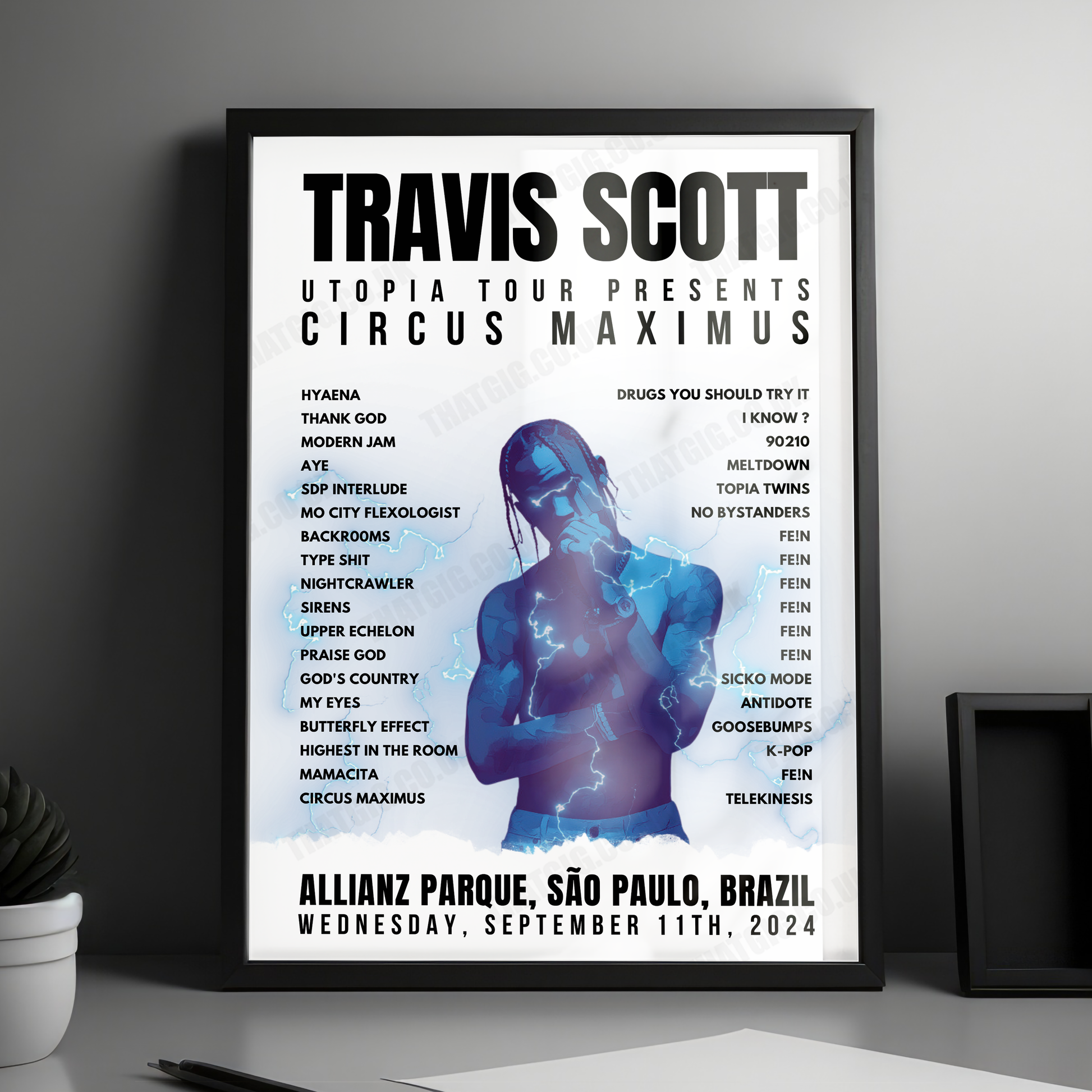 Travis Scott Setlist Poster - Allianz Parque, São Paulo, Brazil - September 11th, 2024