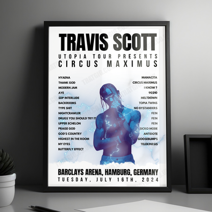 Travis Scott Setlist Poster - Barclays Arena, Hamburg, Germany - July 16th, 2024