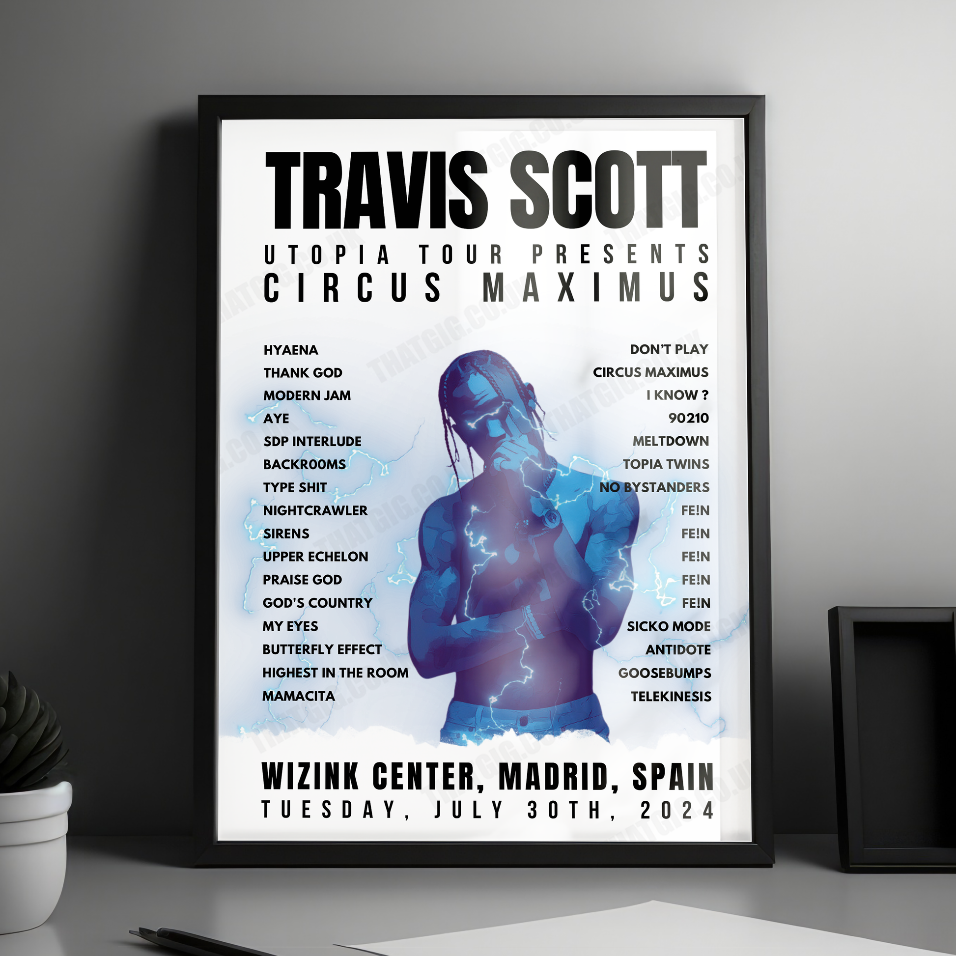 Travis Scott Setlist Poster - Wizink Center, Madrid, Spain - July 30th, 2024