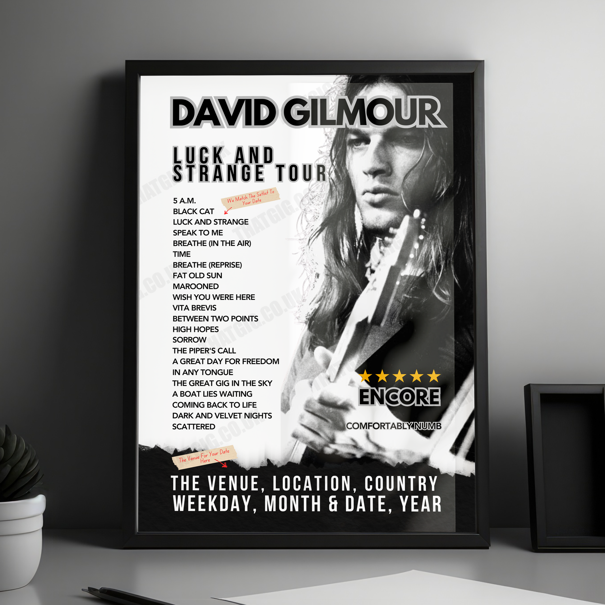 David Gilmour Setlist Poster - Royal Albert Hall, London, England - October 15th, 2024