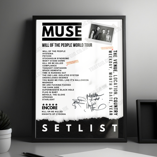 Muse Setlist Poster - The O2 Arena, London - October 2nd, 2023