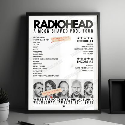 Radiohead Setlist Poster - PPG Paints Arena, Pittsburgh - July 26th, 2018