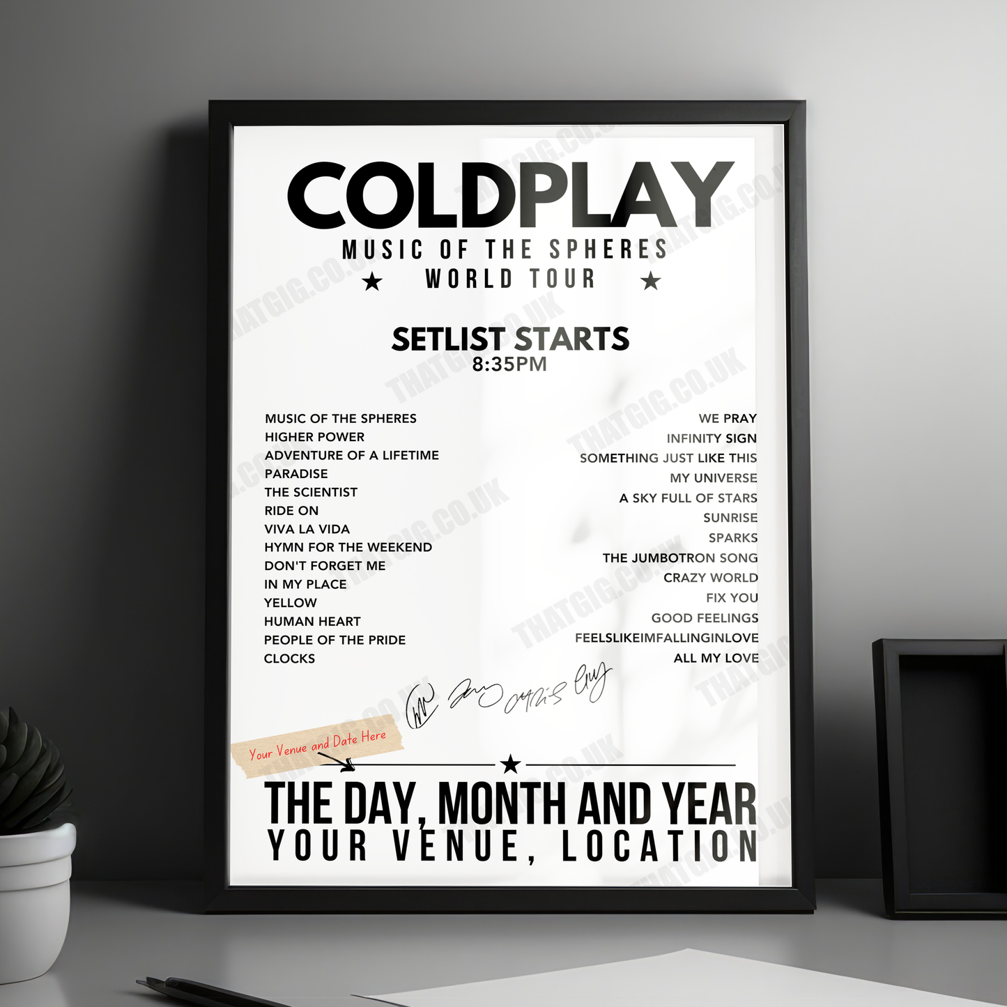 Coldplay Setlist Poster - Croke Park, Dublin - August 30th, 2024