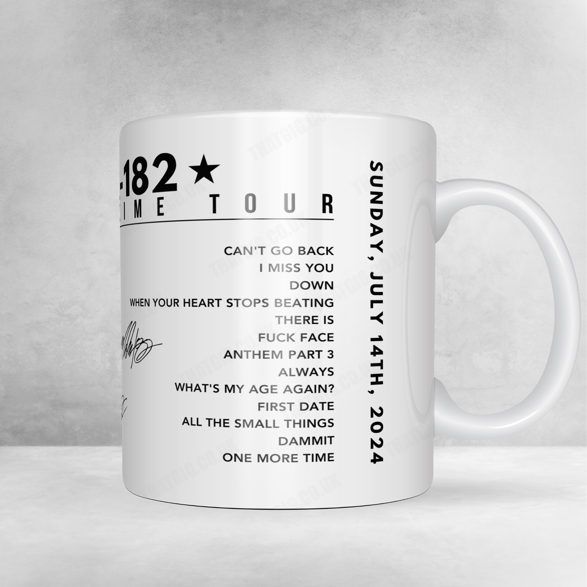 Blink-182 Setlist Mug - The Gorge Amphitheatre, George - July 14th, 2024